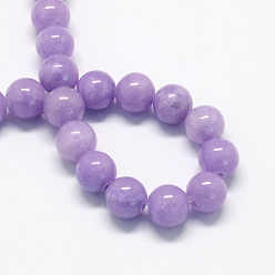 Medium Purple Natural Dyed Yellow Jade Gemstone Bead Strands, Round, Medium Purple, 6mm, Hole: 1mm, about 66pcs/strand, 15.7 inch