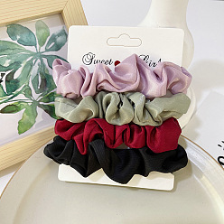 Purple, green, red and black Colorful Satin Hair Tie Set - Elegant and Versatile Hair Accessories for Ponytails and Buns.