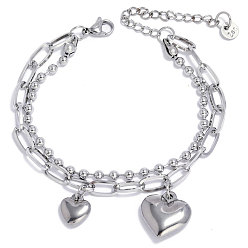 2# Stylish Hip-hop Stainless Steel Heart Bell Multi-layer Charm Bracelet