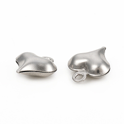 Stainless Steel Color 304 Stainless Steel Charms, Puffed Heart, Stainless Steel Color, 11.2x9x3.8mm, Hole: 1.2mm