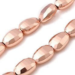 Гальванический Розовый Золотой Стеклянные бусины с гальваническим покрытием , teadrop, граненые, покрытием из розового золота, 9x6x4.5 мм, отверстие : 1 мм, около 45 шт / нитка, 16.14'' (41 см)