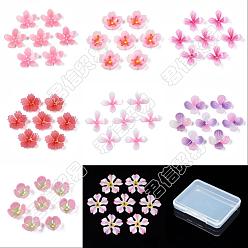 Couleur Mélangete 32pcs 8 perles en plastique de style, fleur, couleur mixte, 12~22x13.5~22x3~8mm, Trou: 1~1.4mm, 4 pcs / style