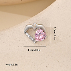 Сердце Микро проложить кубического циркония подвески, платиновые подвески, сердце, 13x15 мм