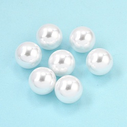Белый Пластиковые жемчужные бисера, круглые, половину отверстия, белые, 16 мм, отверстие : 1.4 мм