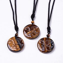 Тигровый глаз Натуральное ожерелье с подвеской в виде звезды тигровый глаз и нейлоновым шнуром для женщин, 19.69~20.08 дюйм (50~51 см)