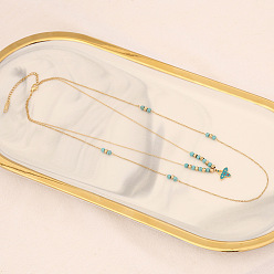 4# Stylish Multi-layer Turquoise Necklace with Heart-shaped Eye Pendant N1005