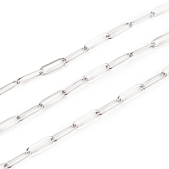 Stainless Steel Color 304 Stainless Steel Paperclip Chains, Drawn Elongated Cable Chains, Soldered, with Spool, Stainless Steel Color,10x3.5x0.8mm, about 32.8 Feet(10m)/roll