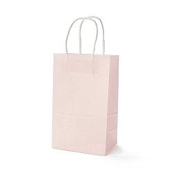 Misty Rose Rectangle Paper Bags, with Handles, for Gift Bags and Shopping Bags, Misty Rose, 21.5x13x7.9cm, Fold: 21.5x13x0.2cm