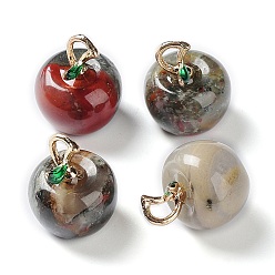 Bloodstone Natural Bloodstone Pendants, with Alloy Enamel Loops, Apple, for Teacher's Day, 16x14mm, Hole: 4x2mm