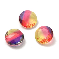 Colorful Faceted K9 Glass Rhinestone Cabochons, Pointed Back, Flat Round, Colorful, 10x5mm