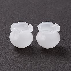White Glass Bead Cone for Wind Chimes Making, Campanula Medium L, White, 15x16mm, Hole: 2.7mm