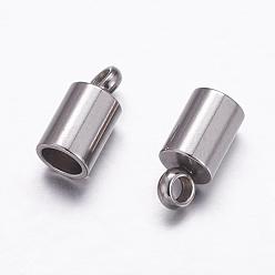 Stainless Steel Color 304 Stainless Steel Cord Ends, End Caps, Stainless Steel Color, 8x4mm, Hole: 1.5mm, Inner Diameter: 3mm