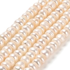 PapayaWhip Natural Cultured Freshwater Pearl Beads Strands, Grade A+, Rondelle, PapayaWhip, 6~7x3~5mm, Hole: 0.8mm, about 74~75pcs/strand, 14.09''(35.8cm)