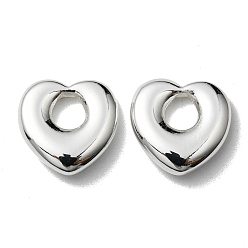 925 Sterling Silver Plated 304 Stainless Steel Charms, Heart Charm, 925 Sterling Silver Plated, 12x12x3mm, Hole: 4mm