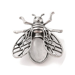 Хрусталь Брошь из натурального кварца, антикварная брошь в виде пчелы из сплава серебра, 38x36x11.5 мм, отверстие : 5x6 мм