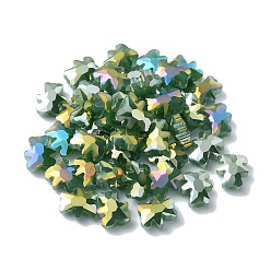 Medium Sea Green Electroplate Glass Beads, Half Plated, AB Color Plated, Bear, Medium Sea Green, 9.5x8.5x4mm, Hole: 1.2mm