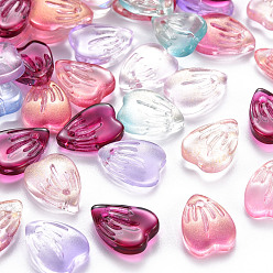 Mixed Color Mixed Style Glass Charms, Petaline, Mixed Color, 12x9x3mm, Hole: 1.2mm