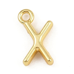 Letter X Латунь прелести, стойки покрытие, долговечный, без кадмия и без свинца, реальный 18 k позолоченный, Письмо X, 9.5x5.5x2 мм, отверстие : 1.2 мм