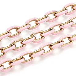 Фламинго 304 Эмалированные кабельные цепи из нержавеющей стали, овальные, несварные, ионное покрытие (ip), золотые, фламинго, 11x8x2 мм