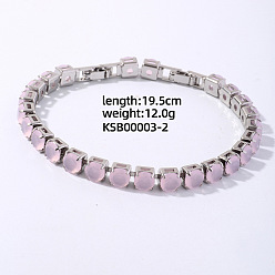 Pink Браслеты-цепочки из микрофибры из латуни в стиле хип-хоп для мужчин и женщин, розовые, 7-5/8 дюйм (19.5 см)