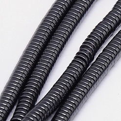 Non-magnetic Hematite Non-magnetic Synthetic Hematite Beads Strands, Heishi Beads, Flat Round/Disc, Grade A, 4x1mm, Hole: 1mm, about 400pcs/strand, 16 inch