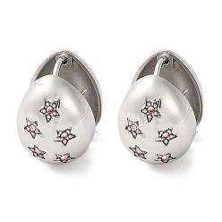 Pink 304 серьги-кольца из нержавеющей стали с прозрачным кубическим цирконием для женщин, слеза со звездой, розовые, 14.5x11.5x17 мм