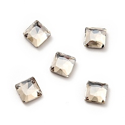 Satin K9 Glass Rhinestone Cabochons, Flat Back & Back Plated, Faceted, Square, Satin, 5x5x2mm