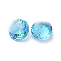 Аквамарин Стеклянные украшения из горного хрусталя, граненые, плоско-круглые, аквамарин, 12x6 мм, отверстие : 1.2 мм