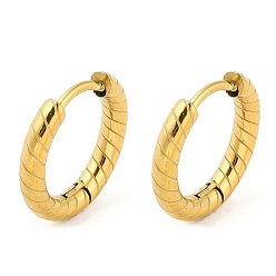Настоящее золото 18K Ионное покрытие (ip) 304 серьги-обручи из нержавеющей стали, реальный 18 k позолоченный, 14x2.5 мм