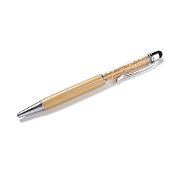 Goldenrod Silicone & Plastic Touch Screen Pen, Aluminum Ball Pen, with Transparent Resin Diamond Shape Beads, Goldenrod, 146x13x10mm