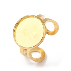 Настоящее золото 18K 304 выводы открытой манжеты из нержавеющей стали, настройки кольца чашки безеля, плоско-круглые, реальный 18 k позолоченный, внутренний диаметр: 18 мм, лоток : 14 мм
