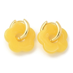 Золотистый Серьги-кольца из латуни и смолы для женщин, долговечный, стойки покрытие, без свинца и без кадмия, реальный 18 k позолоченный, золотые, 32.5x26.5 мм