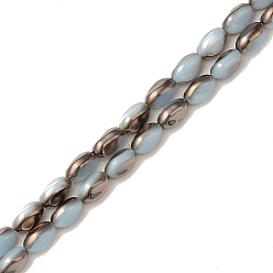 Metallgrau plattierte Galvanisieren Glasperlen, imitatorische Jade, halb plattiert, Twist, Metallgrau plattierte, 10x6.5x6 mm, Bohrung: 0.8 mm, ca. 68 Stk. / Strang, 27.56 Zoll (70 cm)