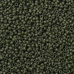 (RR2318) Matte Opaque Olive MIYUKI Round Rocailles Beads, Japanese Seed Beads, 15/0, (RR2318) Matte Opaque Olive, 1.5mm, Hole: 0.7mm, about 27777pcs/50g