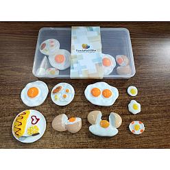 Colorful PandaHall Elite 18Pcs 9 Style Opaque Resin Cabochons, Imitation Food, Fried Egg & Egg, Colorful, 20~51x19~61x5~17mm