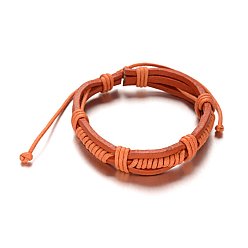 Chocolate Adjustable Leather Cord Bracelets, Chocolate, 56mm, 13x9mm