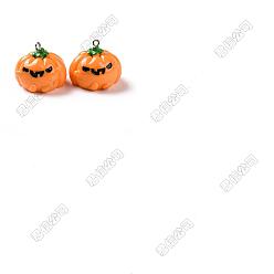 Темно-Оранжевый 10 шт. подвески из непрозрачной смолы на Хэллоуин, талисманы тыквы в виде фонарика из тыквы, с платиновыми тоновыми железными петлями, темно-оранжевый, 21.5x27x27 мм, отверстие : 2 мм