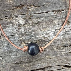 Black Onyx Натуральный черный оникс (окрашенный и с подогревом), круглый кулон в форме шара, ожерелье ручной работы из натуральной кожи, простые элегантные украшения