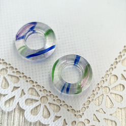Blue Czech Glass Beads, No Hole, Donut, Clear, 14mm
