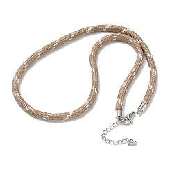 Tan Ployester Core-Wrapped Round Cord Necklace Making, with Brass Finding, Platinum, Tan, 17.72x0.18 inch(45x0.45cm)