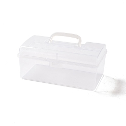 White Transparent PT Plastic Multipurpose Portable Storage Box, for Sewing Box, Tool Box, First Aid Kit, Craft Supplies Organizer Case, with Latching Lid & Handle, Rectangle, White, 97.5x167x73.5mm, Inner Diameter: 87.5x161mm