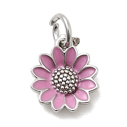 Бледно-Розовый Латунь эмаль подвески, , стойки покрытие, долговечный, без кадмия и без свинца, платина, с целью перехода в кольце, розовый жемчуг, 11.5x9.5x2.5 мм, отверстие : 3 мм