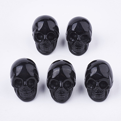 Obsidian Natural Obsidian Display Decorations, Skull, 27~28x23~26x35~36mm