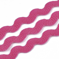 Medium Violet Red Polypropylene Fiber Ribbons, Wave Shape, Medium Violet Red, 7~8mm, 15yard/bundle, 6bundles/bag