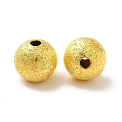Golden Brass Textured Beads, Round, Golden, 8mm, Hole: 1.5~2mm