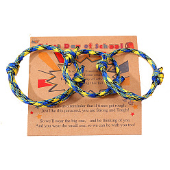 Синий 3шт. 3 стили полиэстер браслеты для первого дня школы, набор семейных браслетов «мама, папа и я», с бумажной карточкой, синие, 4-3/4 дюйм (12 см)