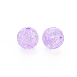 Lilac Transparent Crackle Acrylic Beads, Round, Lilac, 14x13mm, Hole: 2.5mmhole: 2.5mm, about 340pcs/500g.