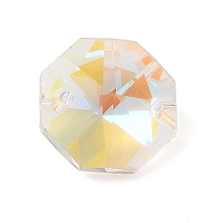 Оранжевый Подвески-коннекторы из гальванизированного стекла со стразами, граненые восьмиугольные ссылки, оранжевые, 18x18x10 мм, отверстие : 1.6 мм