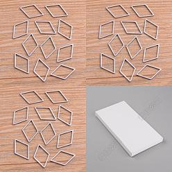 Couleur Acier Inoxydable 90pcs 3 styles 201 anneaux de liaison en acier inoxydable, losange, lunette arrière ouverte, anti-ternissement, couleur inox, 15.5~26x10~16x1mm, 30 pcs / style