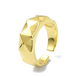 Real 18K Gold Plated Brass Open Cuff Rings, Twist Wave, Real 18K Gold Plated, US Size 8 1/2(18.5mm)